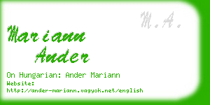 mariann ander business card